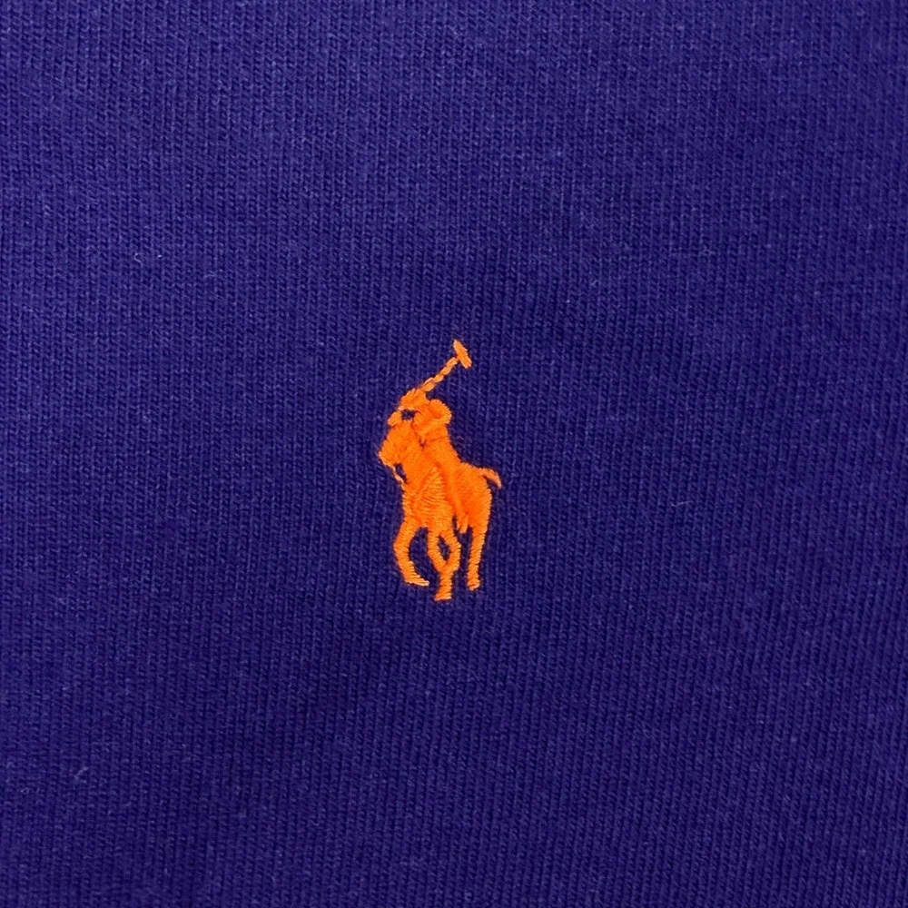 Polo Ralph Lauren Rugby Shirt Mens L Navy Blue Orange Stripe Pony Classic Fit
